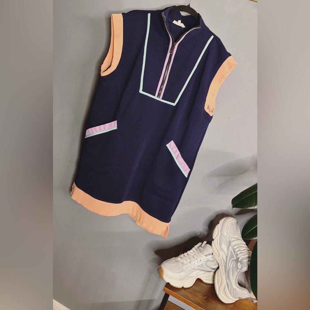 Sport-Luxe Zip Tunic Dress | Colorblock Athleisure | L